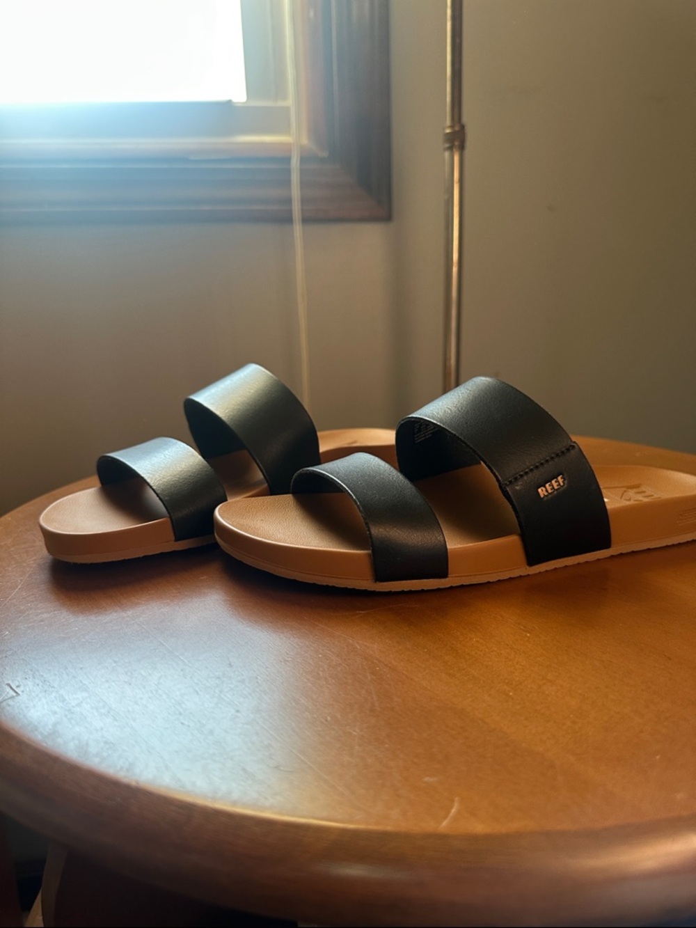 Reef Cushion Vista Black Double Band Slide Sandals